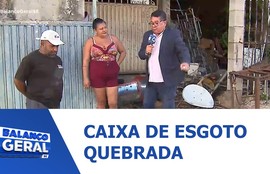 Moradores pedem providências para uma caixa de esgoto quebrada no Bairro Soledade