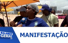 Comerciantes da Praia da Cinelândia protestam contra ordem de saída do local