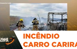 Incêndio destrói caminhão e atinge vegetação às margens da BR-235 em Carira