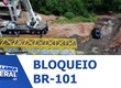 BR-101 em Maruim está com trânsito bloqueado para a instalação de passarela
