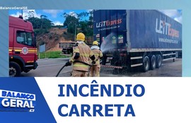 Bombeiros controlam princípio de incêndio em carreta carregada na BR-101