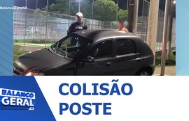 Carro colide contra poste no Bairro Industrial Zona Norte de Aracaju