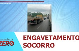 Engavetamento com oito veículos deixa um ferido na BR 101, em Socorro