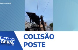 Carreta colide contra poste no Bairro 18 do Forte e deixa moradores sem energia elétrica