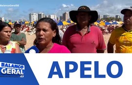 Comerciantes que trabalham na areia da praia fazem apelo por lugar para guardar os materiais de trabalho