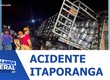Sem freio, caminhão carregado de gás atinge três residências em Itaporanga