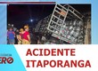 Sem freio, caminhão carregado de gás atinge três residências em Itaporanga