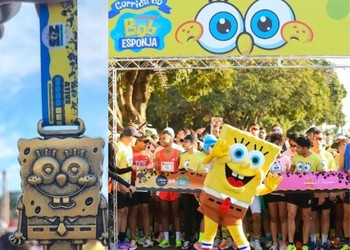Corredores se aquecem para a Corrida do Bob Esponja em Aracaju