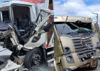Dois caminhões colidem de frente na SE-090, em Nossa Senhora do Socorro