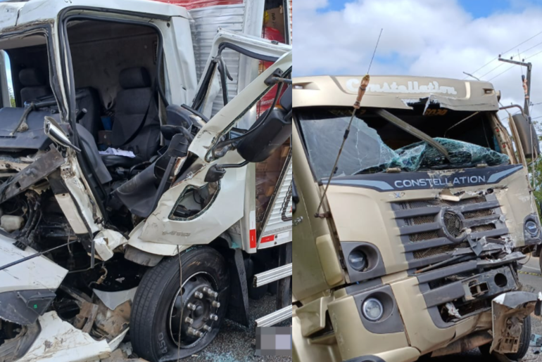 Dois caminhões colidem de frente na SE-090, em Nossa Senhora do Socorro