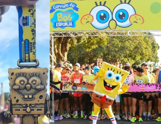 Corredores se aquecem para a Corrida do Bob Esponja em Aracaju