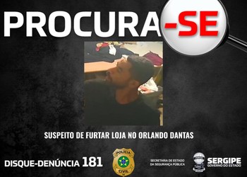 Imagem de suspeito de dois furtos em loja na zona sul de Aracaju é divulgada