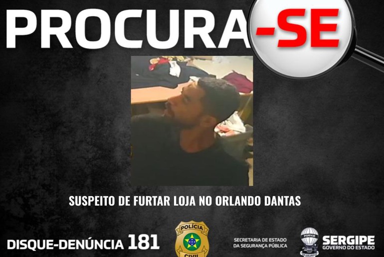 Imagem de suspeito de dois furtos em loja na zona sul de Aracaju é divulgada
