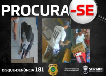 Polícia divulga imagens de dupla suspeita de assaltar estabelecimento em Socorro