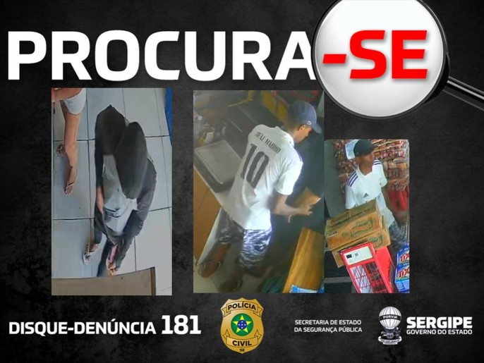 Polícia divulga imagens de dupla suspeita de assaltar estabelecimento em Socorro