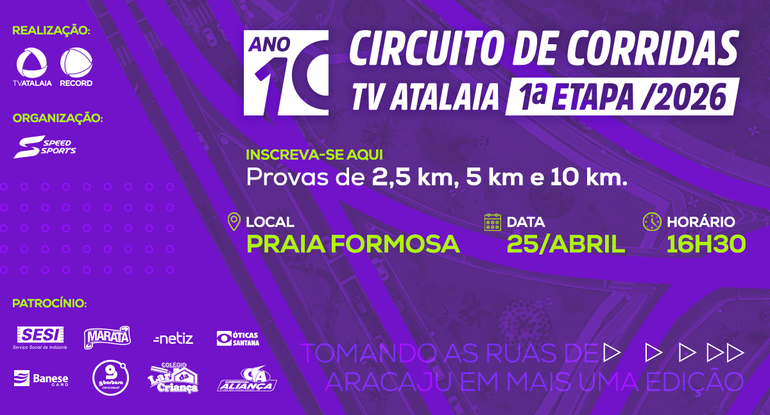 Circuito de Corridas TV Atalaia 2026 abre inscrições para a 1ª etapa