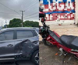Motocicleta colide com carro no povoado São José nesta sexta-feira (10)