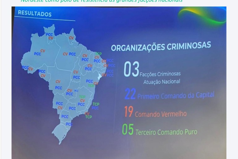 Relatório nacional aponta Sergipe como único estado sem domínio territorial de facções criminosas