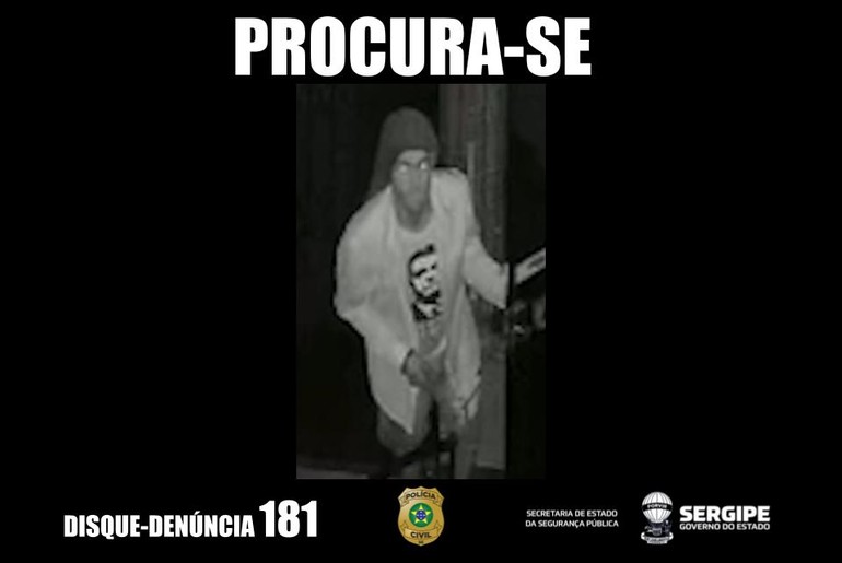 Polícia divulga imagens de suspeito de furtar estúdio de treinamento em Aracaju