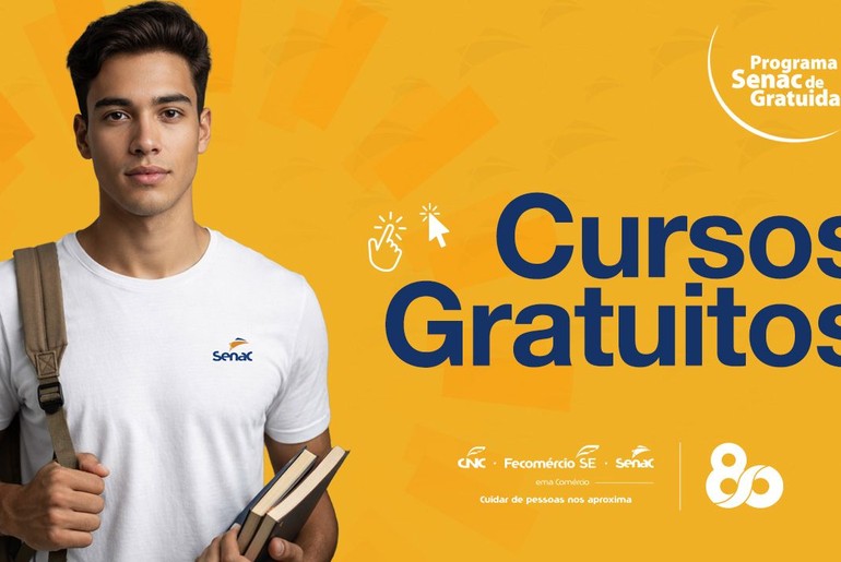 Programa Senac de Gratuidade oferta 601 vagas para turismo, saúde, gestão, gastronomia, beleza e informática