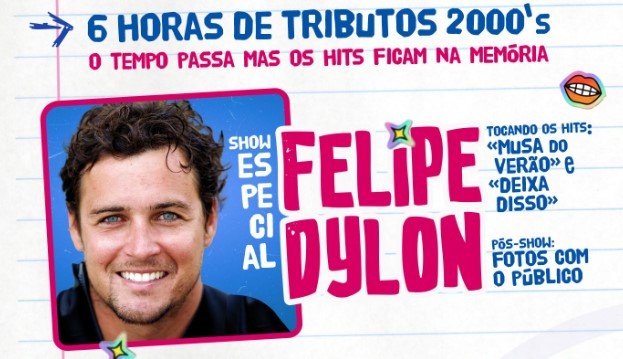 Felipe Dylon é atração de festa temática dos anos 2000 em evento nostálgico