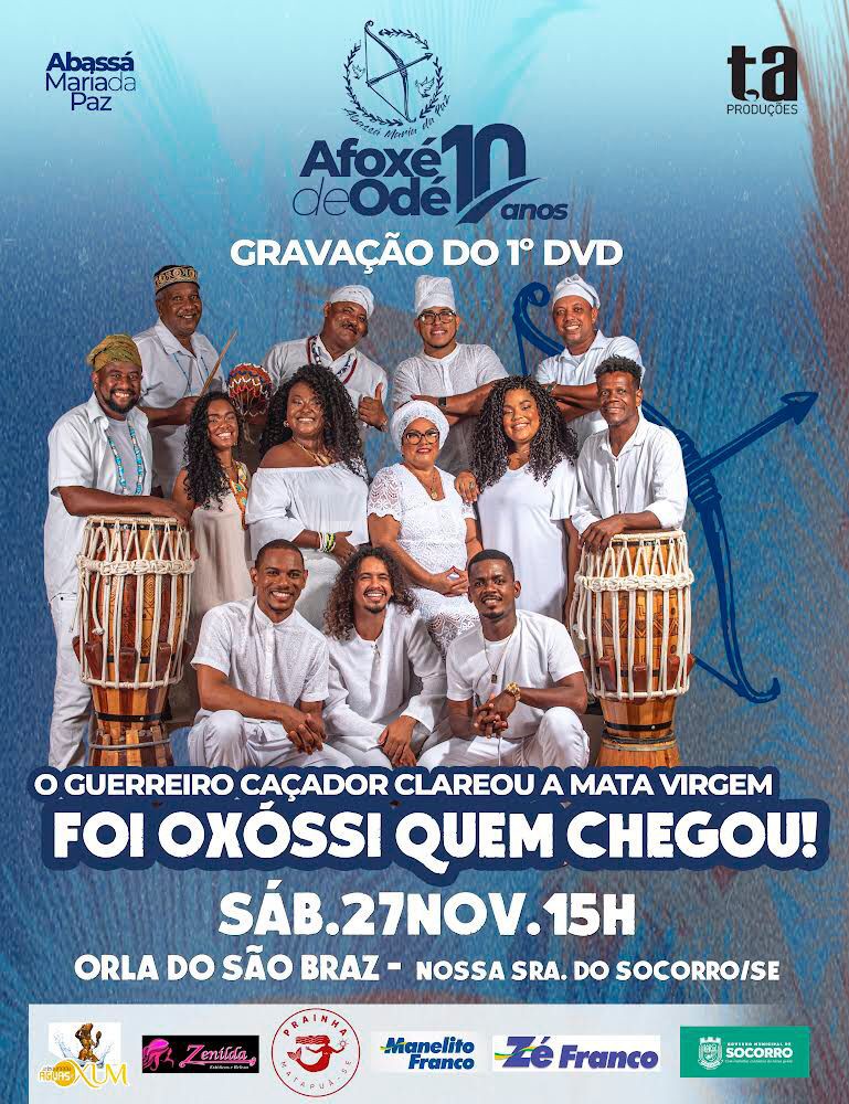 Afoxé de Odé completa 10 anos e grava seu primeiro DVD em Socorro
