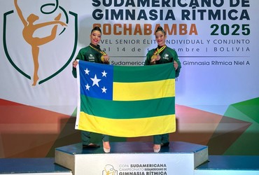 Ginastas sergipanas conquistam ouro por equipes no Sul-Americano de Ginástica Rítmica