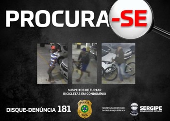 Suspeitos que roubaram 15 bicicletas em condomínio na Farolândia tem imagens divulgadas