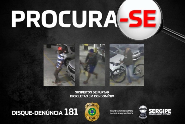 Suspeitos que roubaram 15 bicicletas em condomínio na Farolândia tem imagens divulgadas