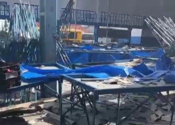 Redemoinho provoca destelhamento na Ceasa de Monte Alegre