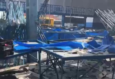 Redemoinho provoca destelhamento na Ceasa de Monte Alegre