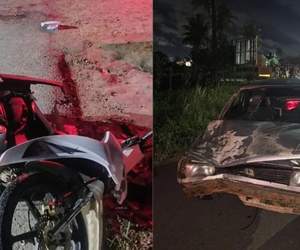 Colisão entre carro e moto deixa duas pessoas feridas na SE-255, em Itabaiana