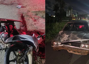 Colisão entre carro e moto deixa duas pessoas feridas na SE-255, em Itabaiana