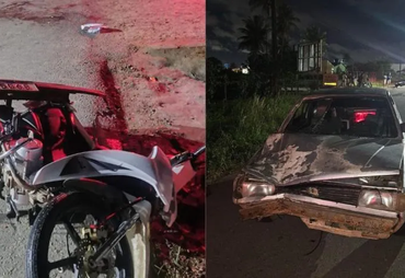 Colisão entre carro e moto deixa duas pessoas feridas na SE-255, em Itabaiana