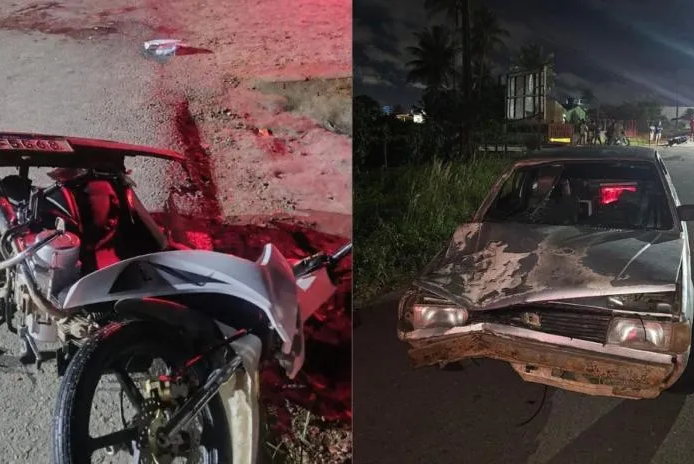 Colisão entre carro e moto deixa duas pessoas feridas na SE-255, em Itabaiana