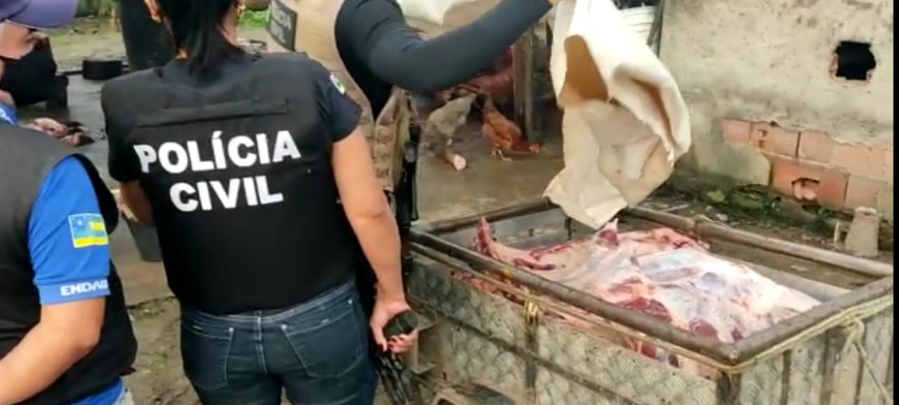 Duas pessoas são presas durante flagrante de abatedouro clandestino em Umbaúba